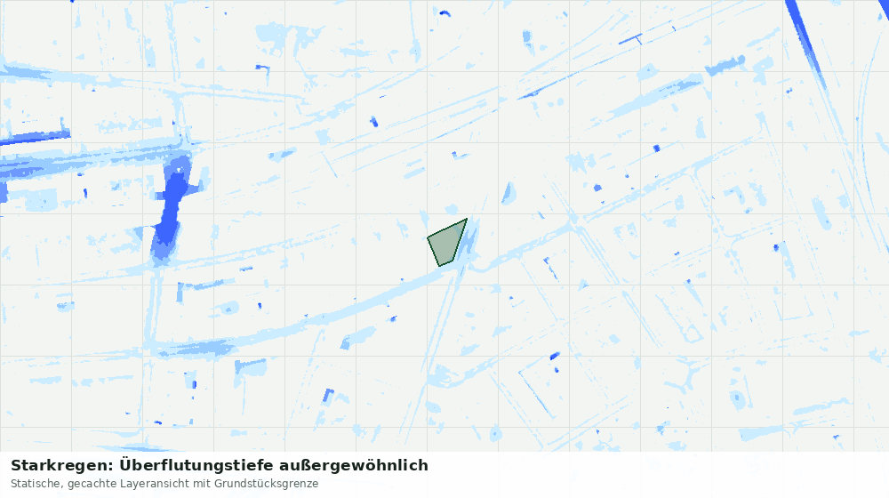 Statische Kartenansicht: Starkregen: Überflutungstiefe außergewöhnlich