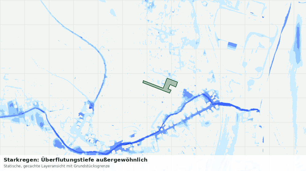 Statische Kartenansicht: Starkregen: Überflutungstiefe außergewöhnlich