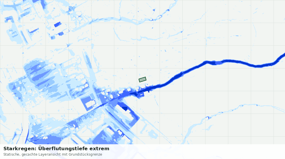 Statische Kartenansicht: Starkregen: Überflutungstiefe extrem