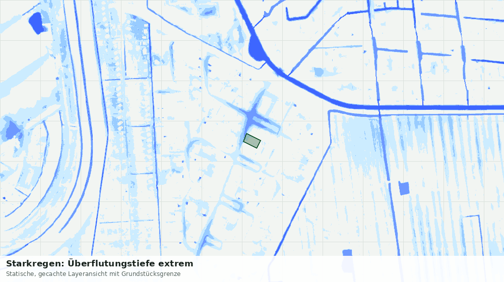 Statische Kartenansicht: Starkregen: Überflutungstiefe extrem