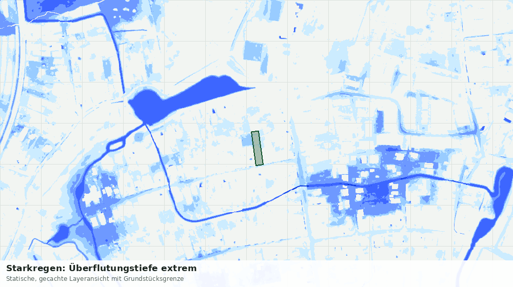 Statische Kartenansicht: Starkregen: Überflutungstiefe extrem