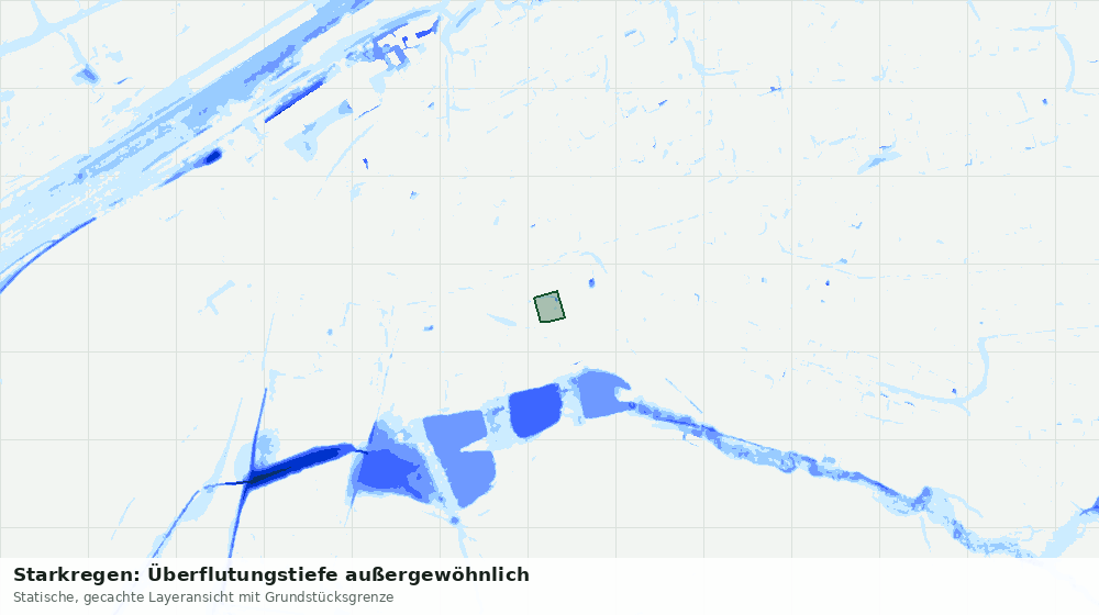 Statische Kartenansicht: Starkregen: Überflutungstiefe außergewöhnlich