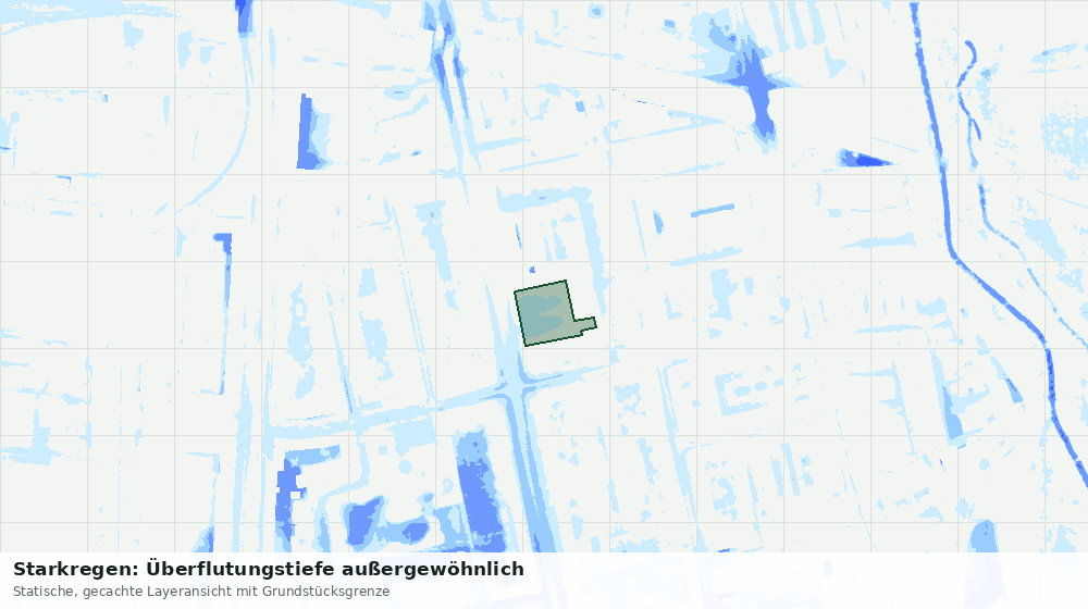Statische Kartenansicht: Starkregen: Überflutungstiefe außergewöhnlich