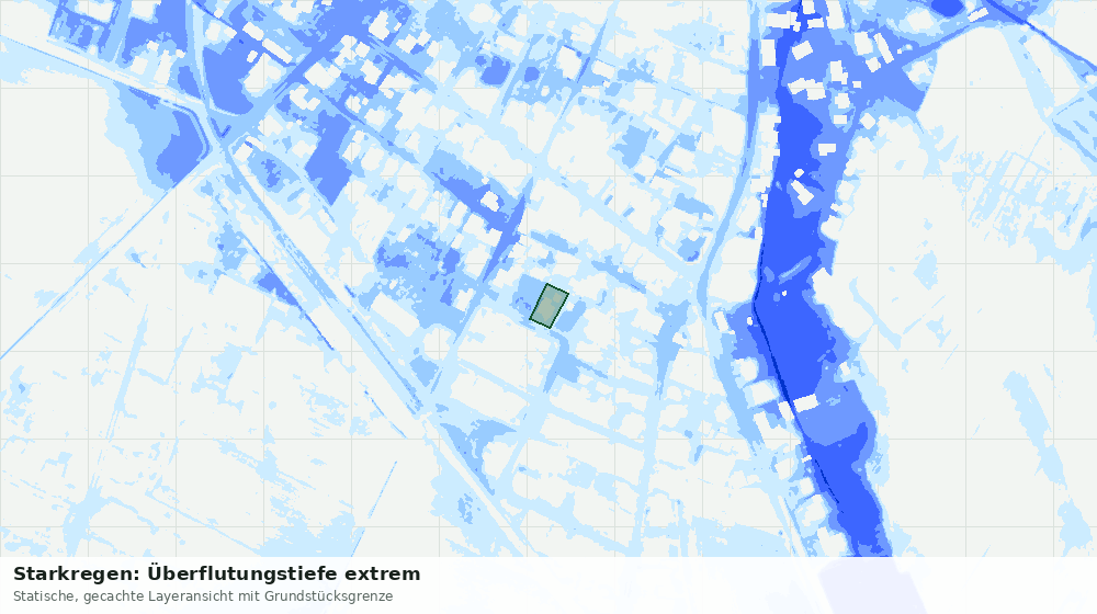 Statische Kartenansicht: Starkregen: Überflutungstiefe extrem