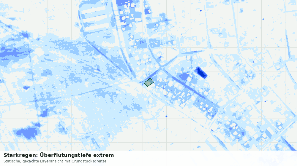 Statische Kartenansicht: Starkregen: Überflutungstiefe extrem