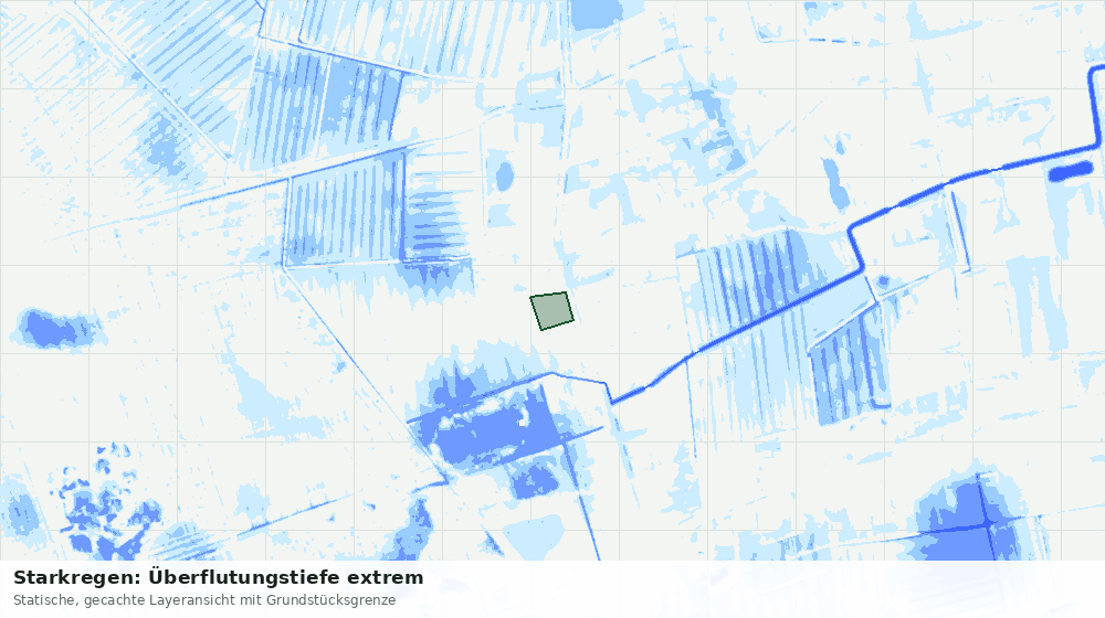 Statische Kartenansicht: Starkregen: Überflutungstiefe extrem