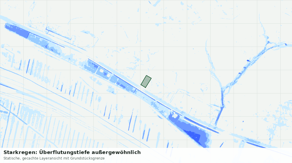 Statische Kartenansicht: Starkregen: Überflutungstiefe außergewöhnlich