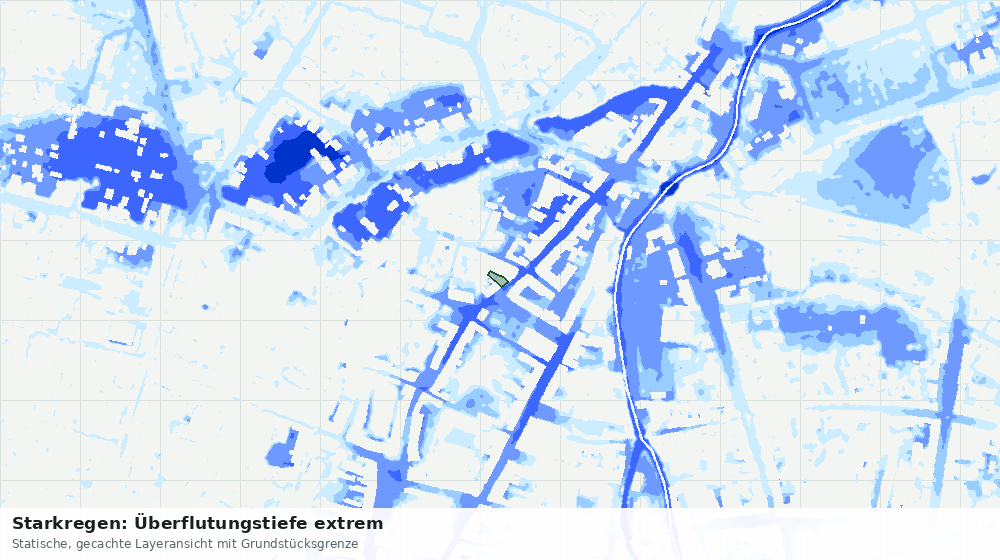 Statische Kartenansicht: Starkregen: Überflutungstiefe extrem