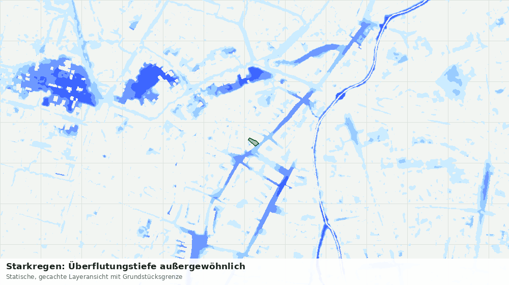 Statische Kartenansicht: Starkregen: Überflutungstiefe außergewöhnlich