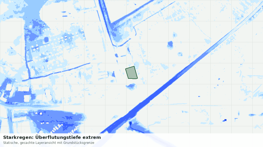 Statische Kartenansicht: Starkregen: Überflutungstiefe extrem