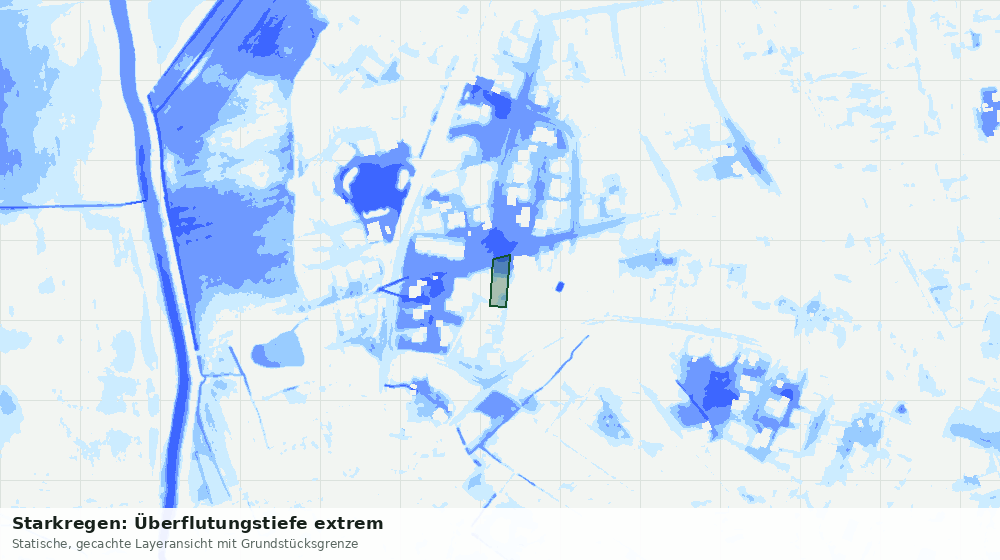 Statische Kartenansicht: Starkregen: Überflutungstiefe extrem