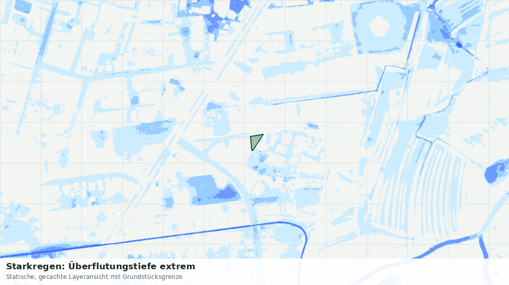 Statische Kartenansicht: Starkregen: Überflutungstiefe extrem