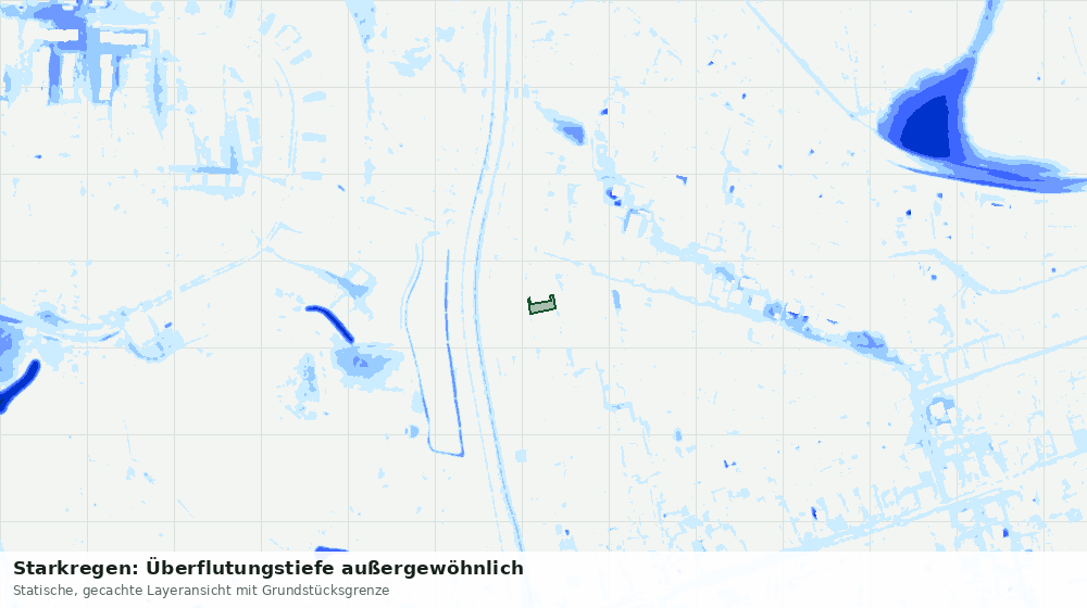 Statische Kartenansicht: Starkregen: Überflutungstiefe außergewöhnlich