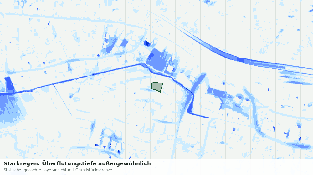 Statische Kartenansicht: Starkregen: Überflutungstiefe außergewöhnlich