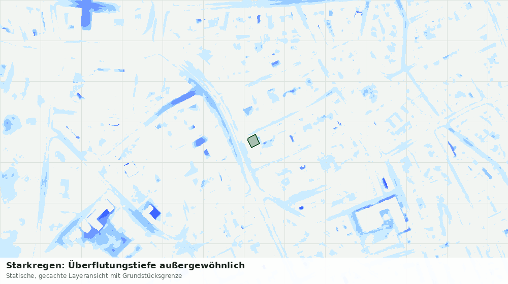 Statische Kartenansicht: Starkregen: Überflutungstiefe außergewöhnlich