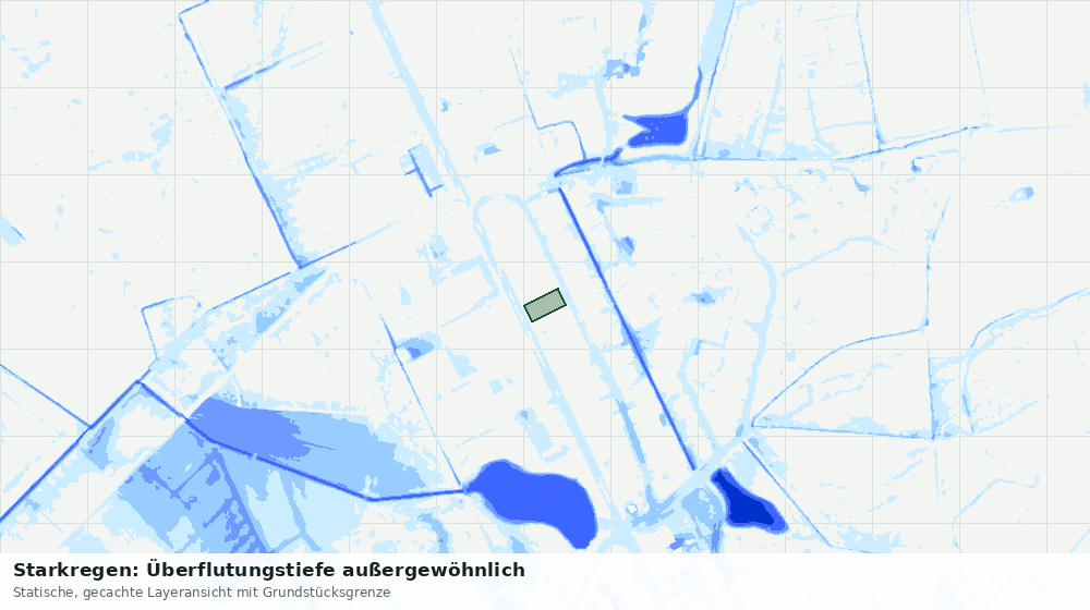 Statische Kartenansicht: Starkregen: Überflutungstiefe außergewöhnlich