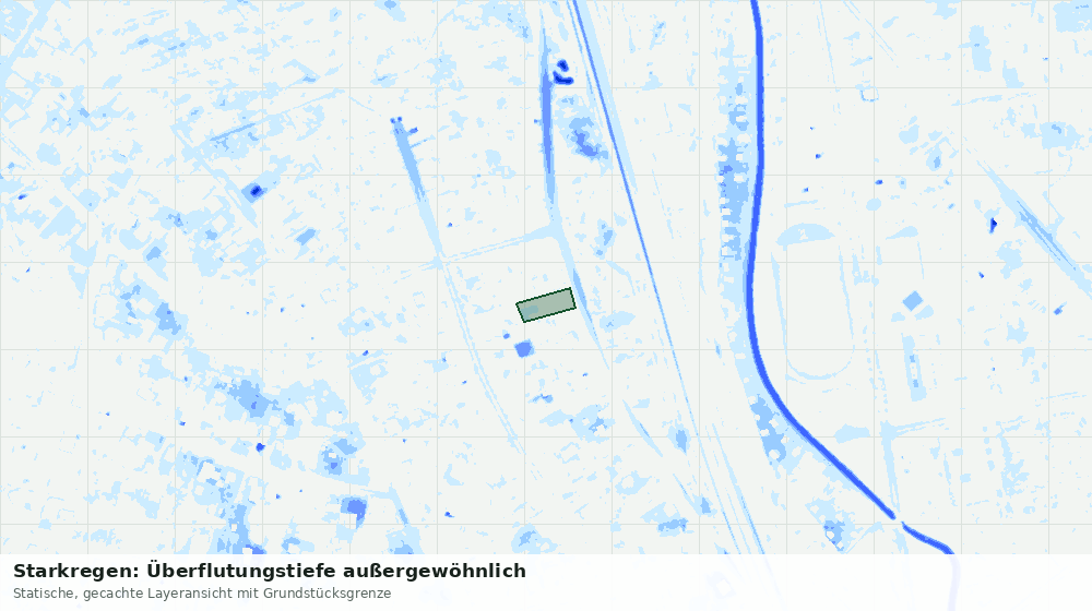 Statische Kartenansicht: Starkregen: Überflutungstiefe außergewöhnlich
