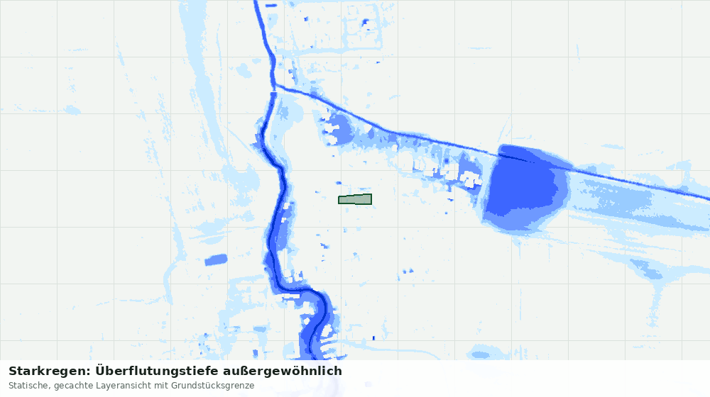 Statische Kartenansicht: Starkregen: Überflutungstiefe außergewöhnlich