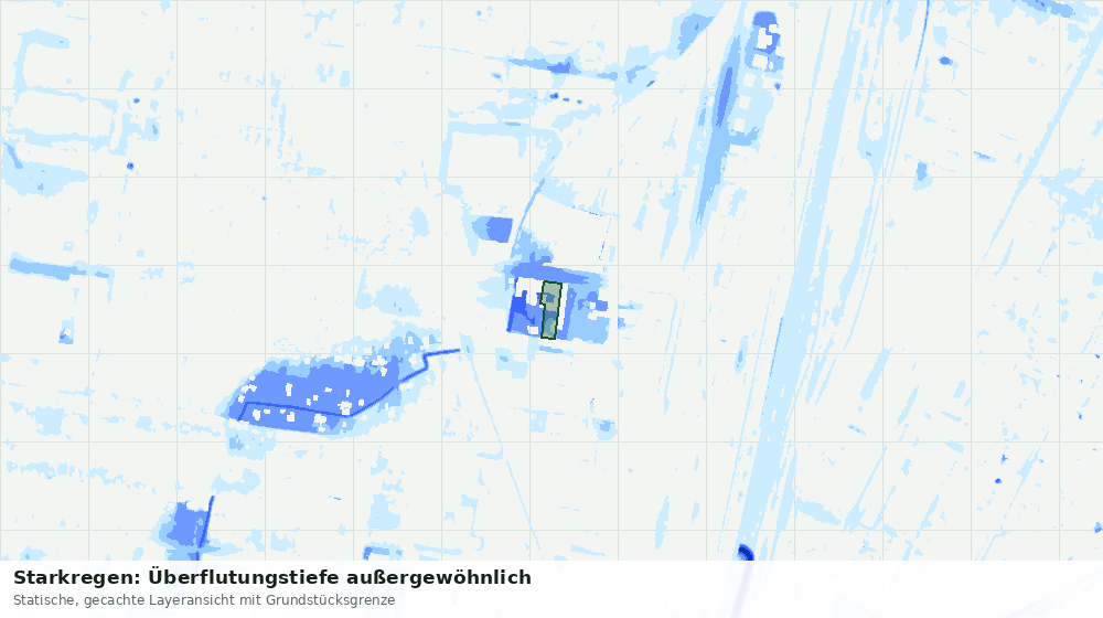 Statische Kartenansicht: Starkregen: Überflutungstiefe außergewöhnlich