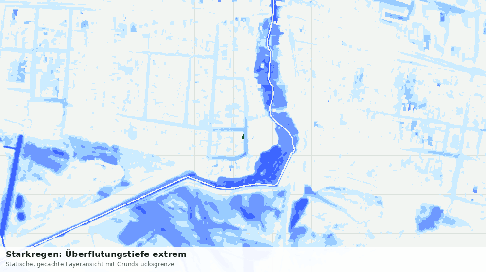 Statische Kartenansicht: Starkregen: Überflutungstiefe extrem