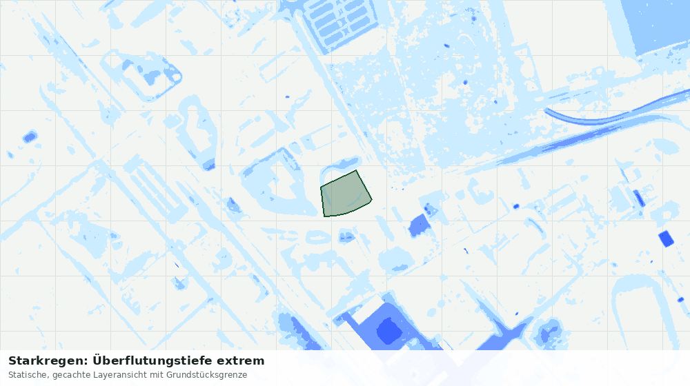 Statische Kartenansicht: Starkregen: Überflutungstiefe extrem