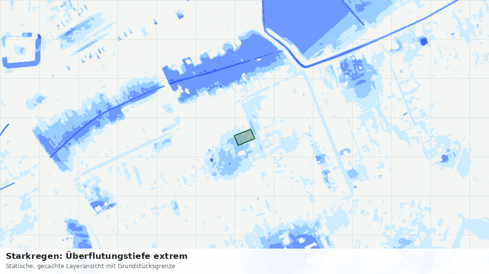 Statische Kartenansicht: Starkregen: Überflutungstiefe extrem