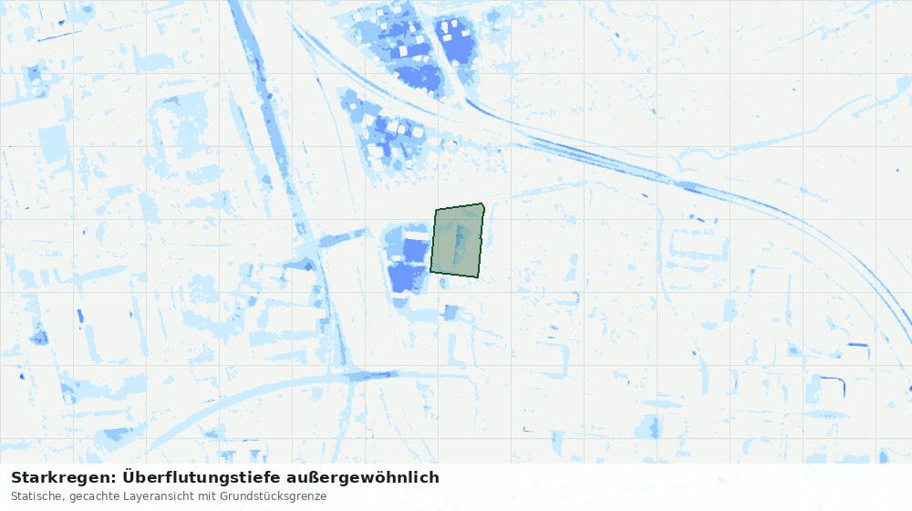 Statische Kartenansicht: Starkregen: Überflutungstiefe außergewöhnlich