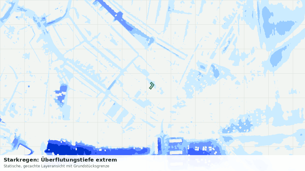 Statische Kartenansicht: Starkregen: Überflutungstiefe extrem