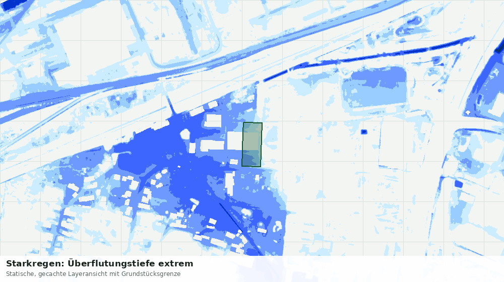 Statische Kartenansicht: Starkregen: Überflutungstiefe extrem