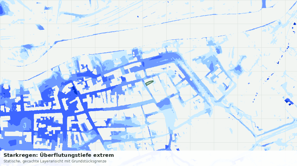 Statische Kartenansicht: Starkregen: Überflutungstiefe extrem