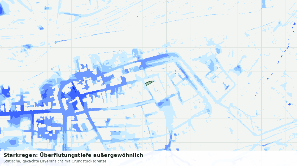 Statische Kartenansicht: Starkregen: Überflutungstiefe außergewöhnlich