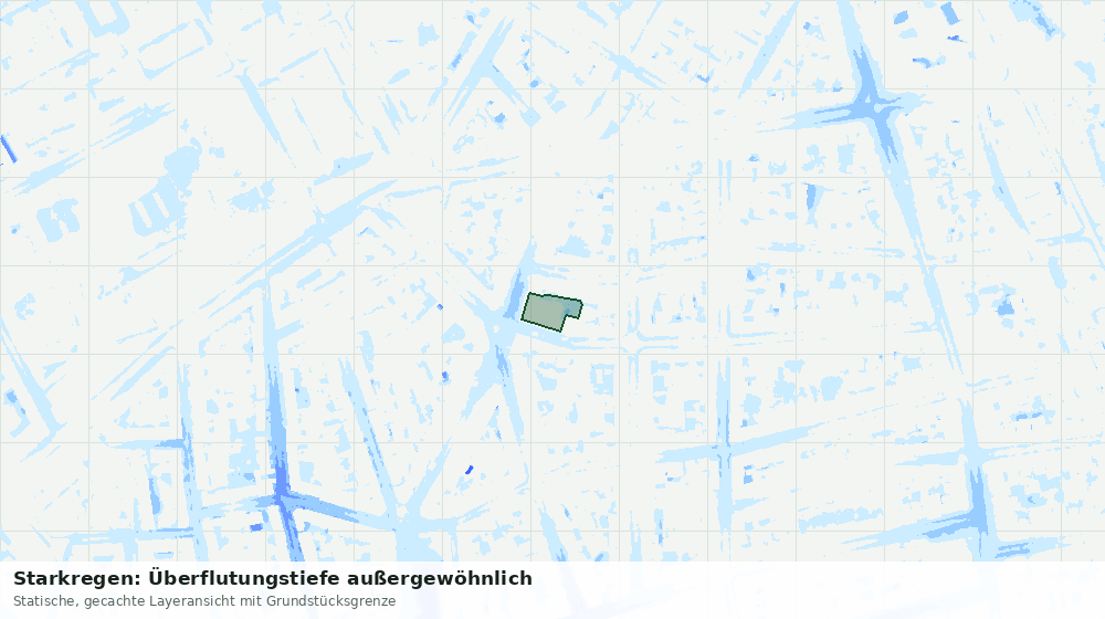 Statische Kartenansicht: Starkregen: Überflutungstiefe außergewöhnlich