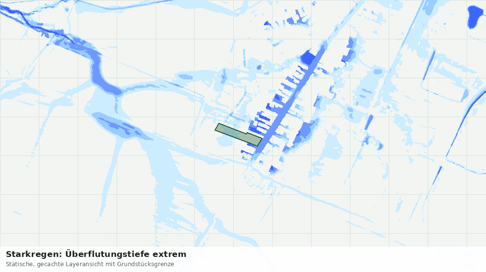 Statische Kartenansicht: Starkregen: Überflutungstiefe extrem
