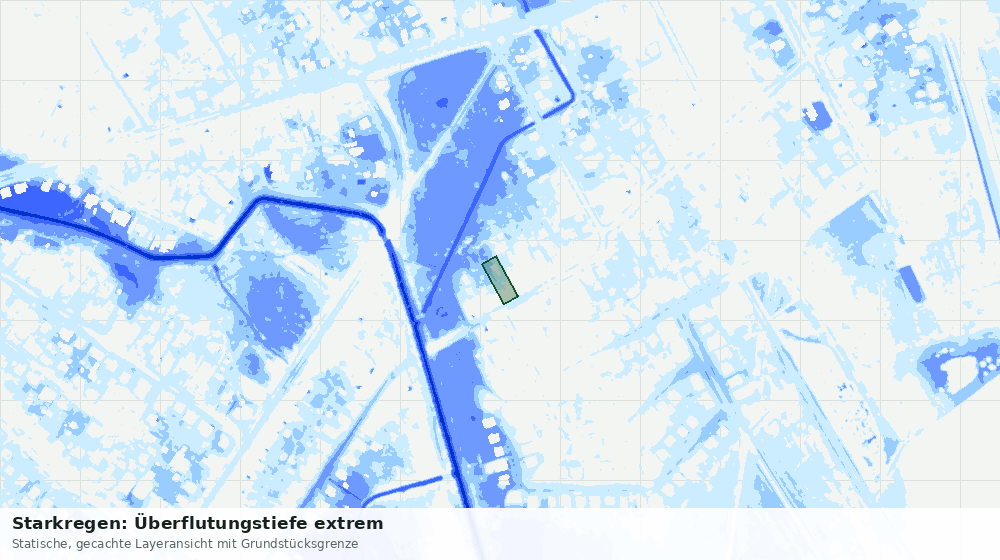 Statische Kartenansicht: Starkregen: Überflutungstiefe extrem