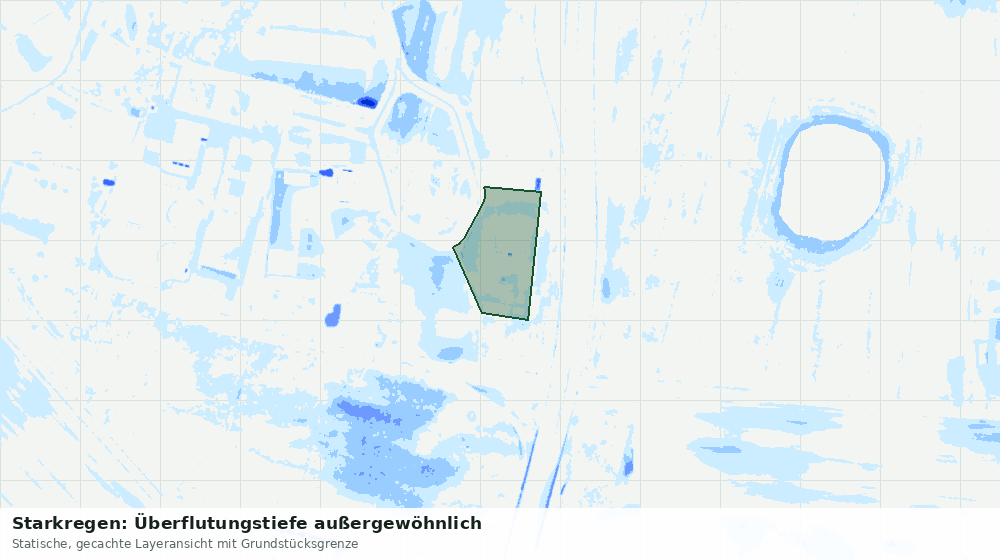 Statische Kartenansicht: Starkregen: Überflutungstiefe außergewöhnlich