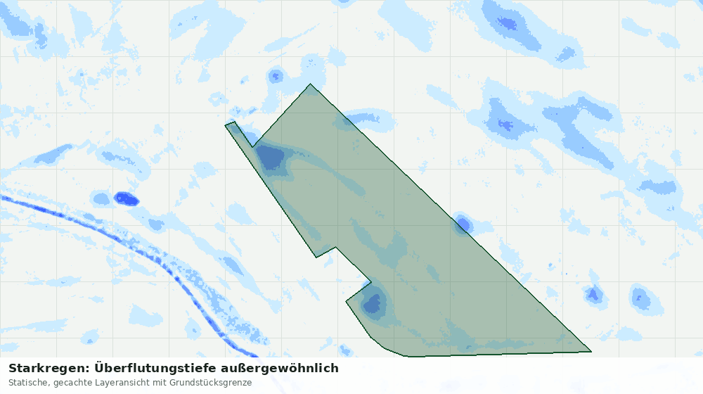 Statische Kartenansicht: Starkregen: Überflutungstiefe außergewöhnlich