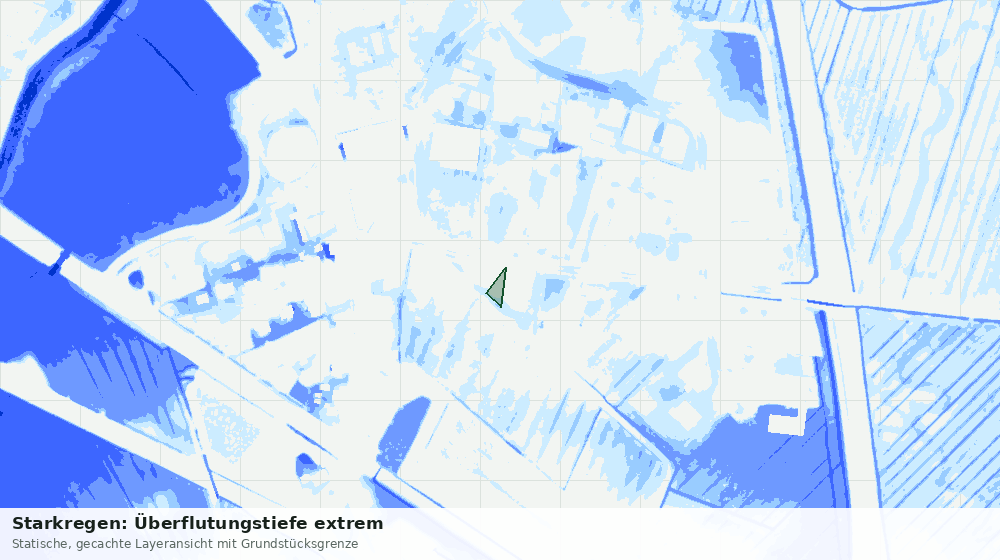 Statische Kartenansicht: Starkregen: Überflutungstiefe extrem