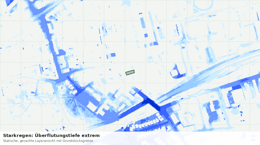 Statische Kartenansicht: Starkregen: Überflutungstiefe extrem