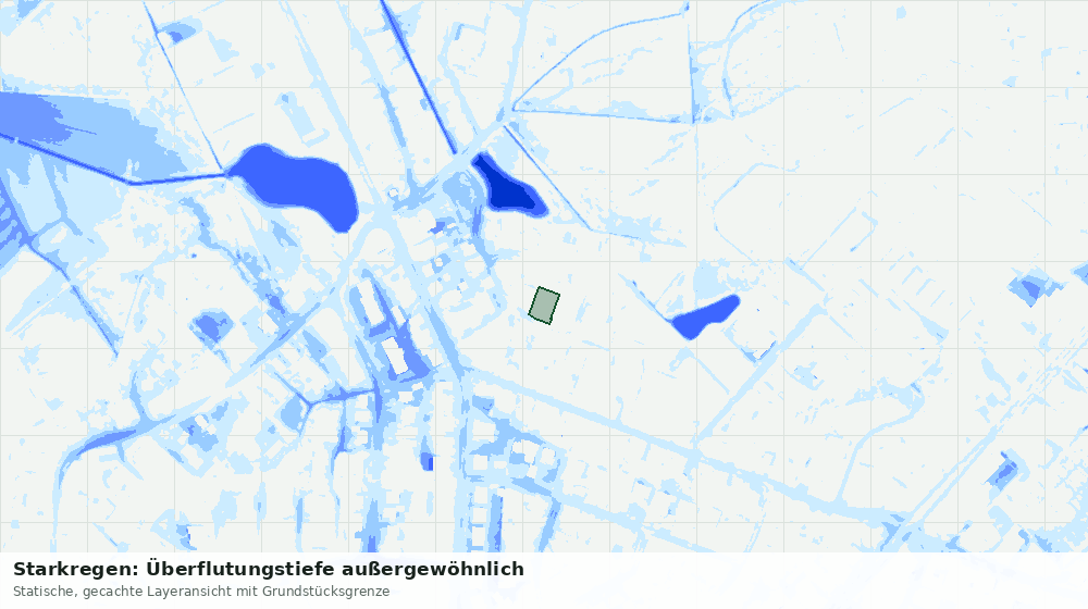 Statische Kartenansicht: Starkregen: Überflutungstiefe außergewöhnlich