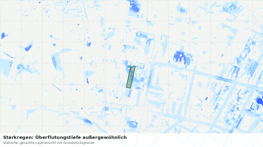 Statische Kartenansicht: Starkregen: Überflutungstiefe außergewöhnlich