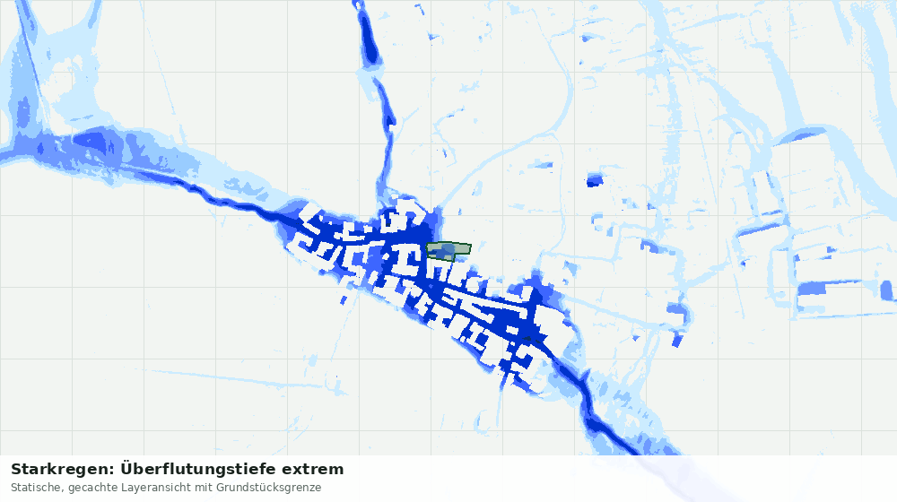 Statische Kartenansicht: Starkregen: Überflutungstiefe extrem