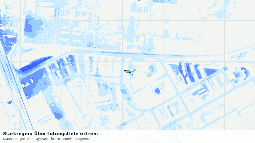Statische Kartenansicht: Starkregen: Überflutungstiefe extrem