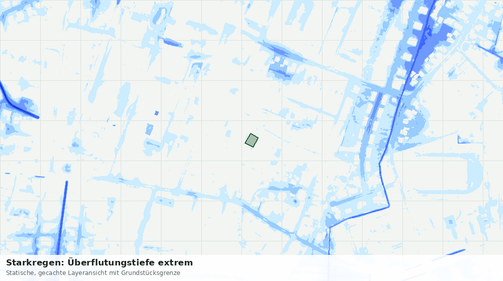 Statische Kartenansicht: Starkregen: Überflutungstiefe extrem