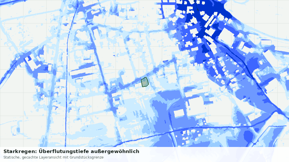 Statische Kartenansicht: Starkregen: Überflutungstiefe außergewöhnlich