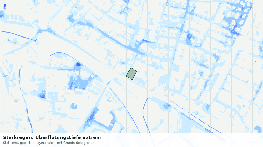 Statische Kartenansicht: Starkregen: Überflutungstiefe extrem