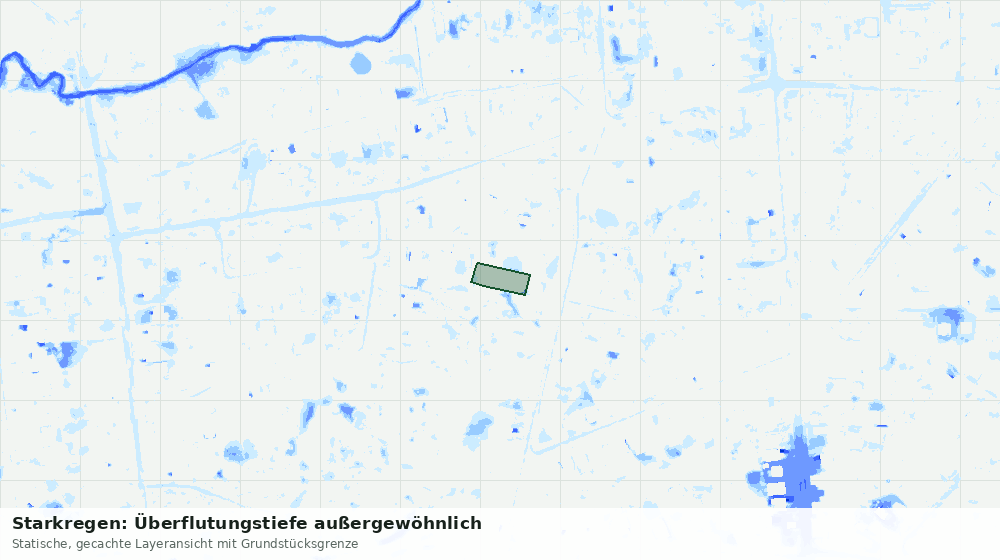 Statische Kartenansicht: Starkregen: Überflutungstiefe außergewöhnlich