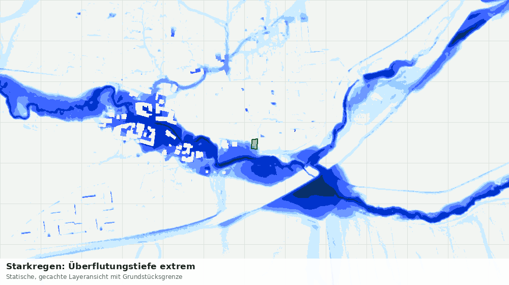 Statische Kartenansicht: Starkregen: Überflutungstiefe extrem
