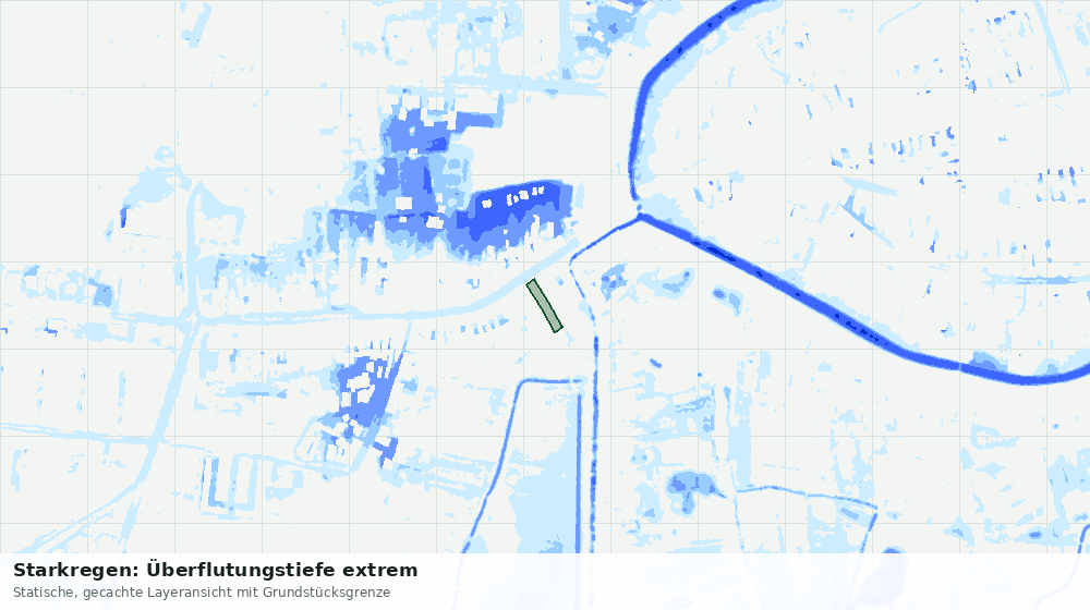 Statische Kartenansicht: Starkregen: Überflutungstiefe extrem