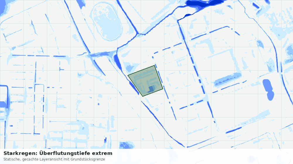 Statische Kartenansicht: Starkregen: Überflutungstiefe extrem