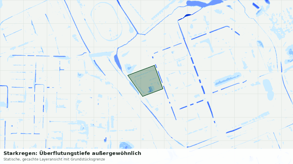 Statische Kartenansicht: Starkregen: Überflutungstiefe außergewöhnlich